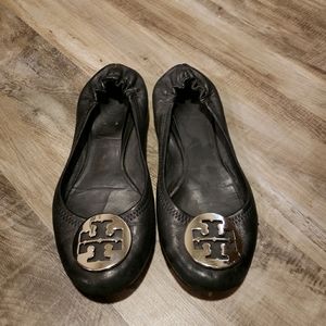 Tory Burch Black Reva/Minnie Travel Ballet Flats